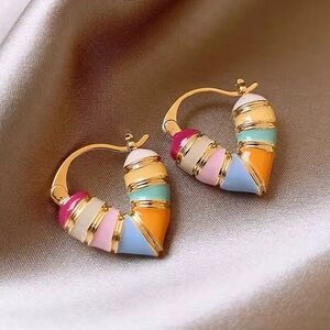 Colorful Heart Hoop Earrings